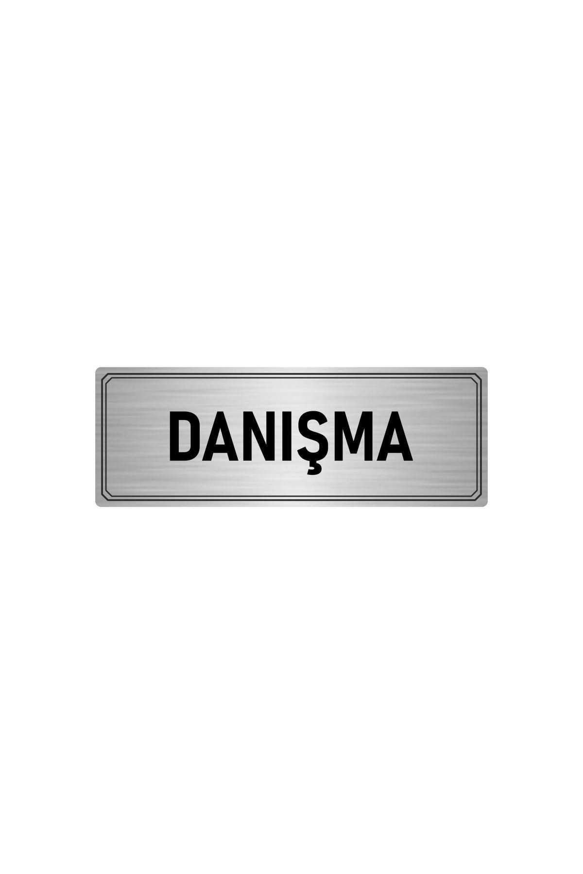 Metal Yönlendirme Levhası, Departman Kapı Isimliği Danışma 10x20 Cm Gümüş Renk Kapı İsimlik Tabela