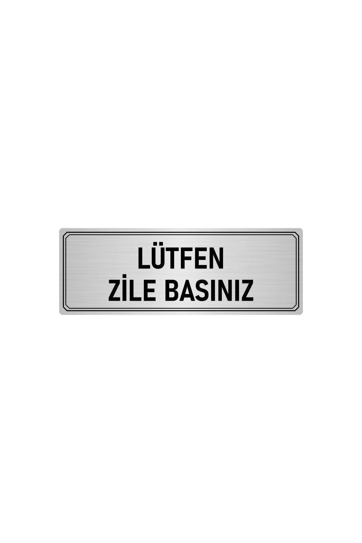 Metal Yönlendirme Levhası, Departman Kapı Isimliği Lütfen Zile Basınız 7x20 Cm Gümüş Renk Kapı İsimlik Tabela