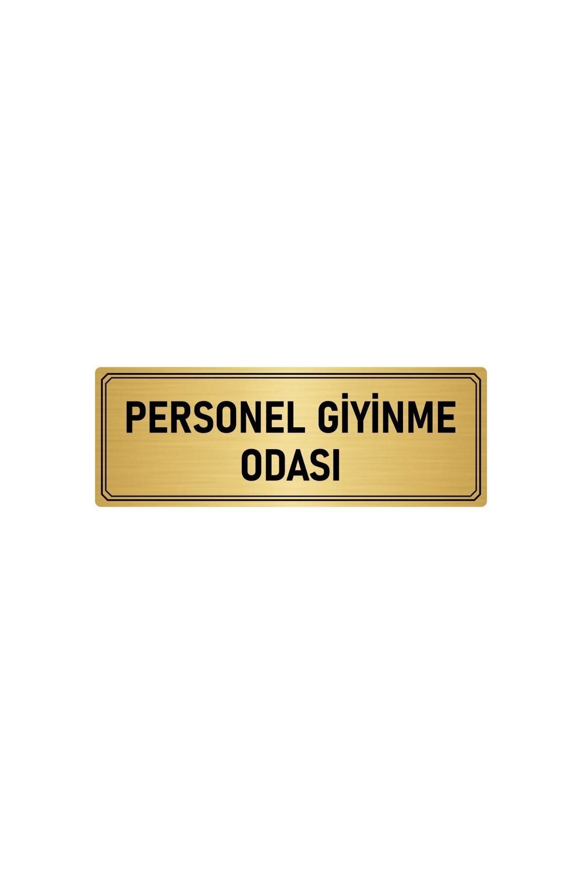 Metal Yönlendirme Levhası, Departman Kapı Isimliği Personel Giyinme Odası 10x20 Cm Altın Renk Kapı İsimlik Tabela