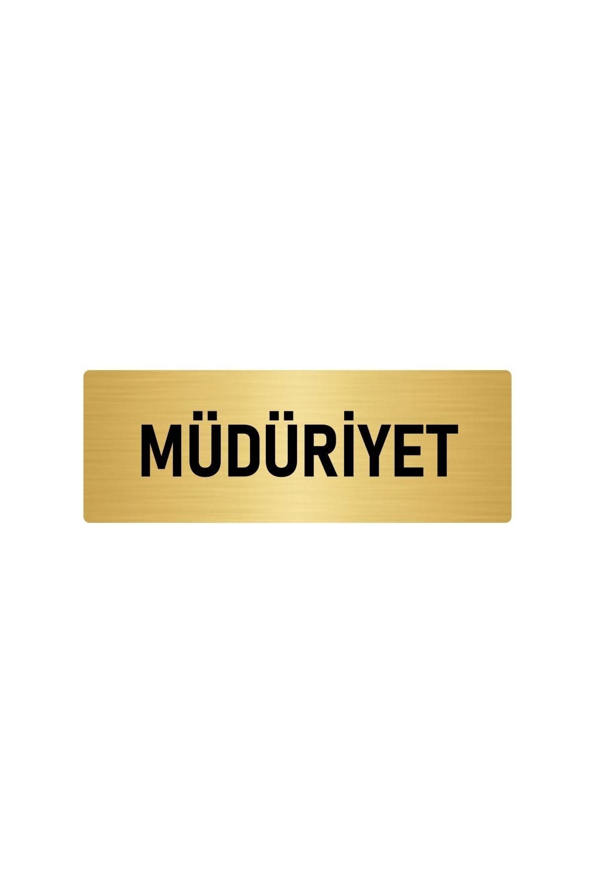Metal Yönlendirme Levhası, Departman Kapı Isimliği Müdüriyet 7x20 Cm Altın Renk Kapı İsimlik Tabela