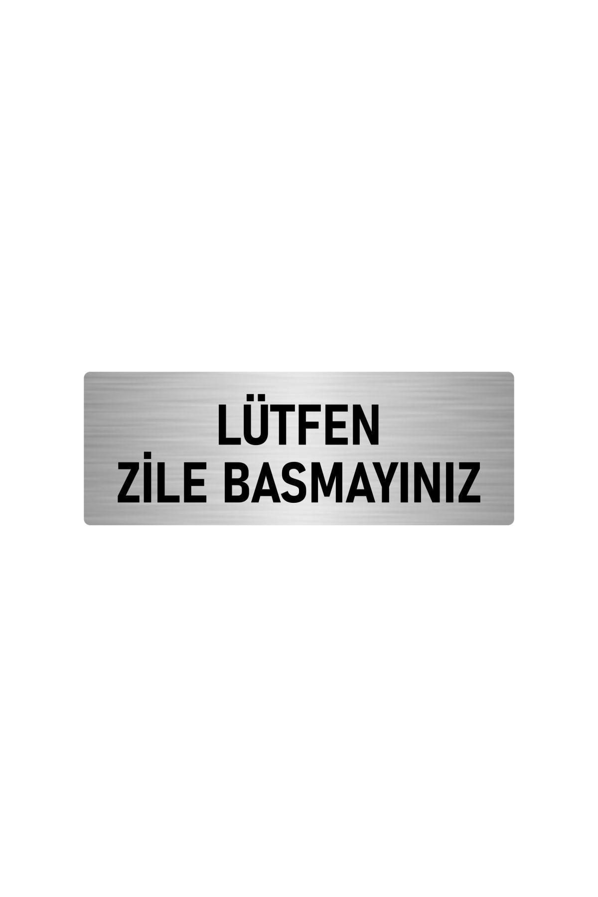 Metal Yönlendirme Levhası, Departman Kapı Isimliği Lütfen Zile Basmayınız 7x20 Cm Gümüş Renk Kapı İsimlik Tabela