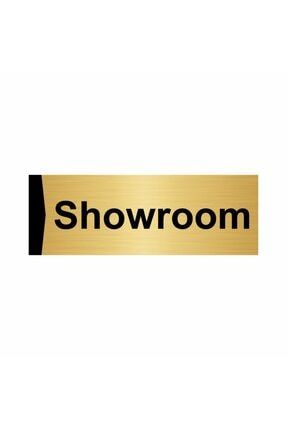 Showroom 7x20cm Altın Renk Metal Yönlendirme Levhası Kapı İsimlik Tabela