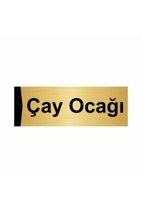 Çay Ocağı 10x20cm Altın Renk Metal Yönlendirme Levhası Kapı İsimlik Tabela