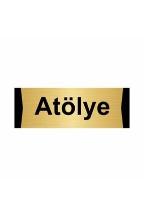 Atölye 7x20cm Altın Renk Metal Yönlendirme Levhası Kapı İsimlik Tabela