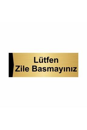 Lütfen Zile Basmayınız 7x20cm Altın Renk Metal Yönlendirme Levhası Kapı İsimlik Tabela