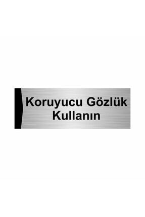 Koruyucu Gözlük Kullanın 10x20cm Gümüş Renk Metal Yönlendirme Levhası Kapı İsimlik Tabela