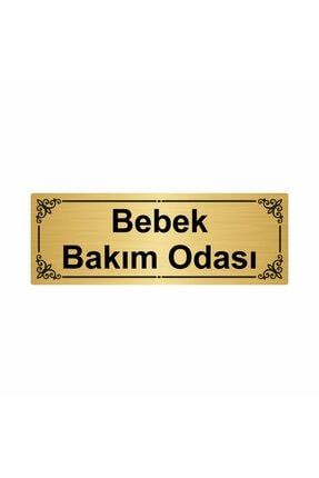 Bebek Bakım Odası 7x20cm Altın Renk Metal Yönlendirme Levhası Kapı İsimlik Tabela