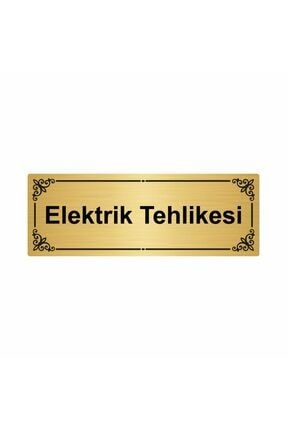 Elektrik Odası 7x20cm Altın Renk Metal Yönlendirme Levhası Kapı İsimlik Tabela