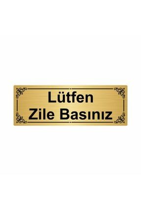 Lütfen Zile Basınız 7x20cm Altın Renk Metal Yönlendirme Levhası Kapı İsimlik Tabela