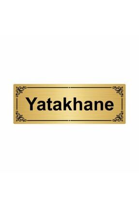 Yatakhane 7x20cm Altın Renk Metal Yönlendirme Levhası Kapı İsimlik Tabela