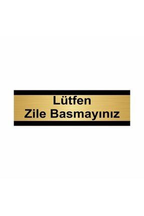 Lütfen Zile Basmayınız 10x20cm Altın Renk Metal Yönlendirme Levhası Kapı İsimlik Tabela