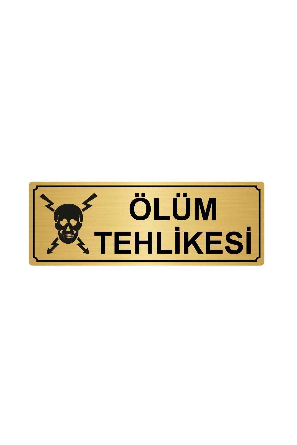 Ölüm Tehkikesi Yönlendirme Levhası 7cmx20cm Altın Renk Metal Kapı İsimlik Tabela
