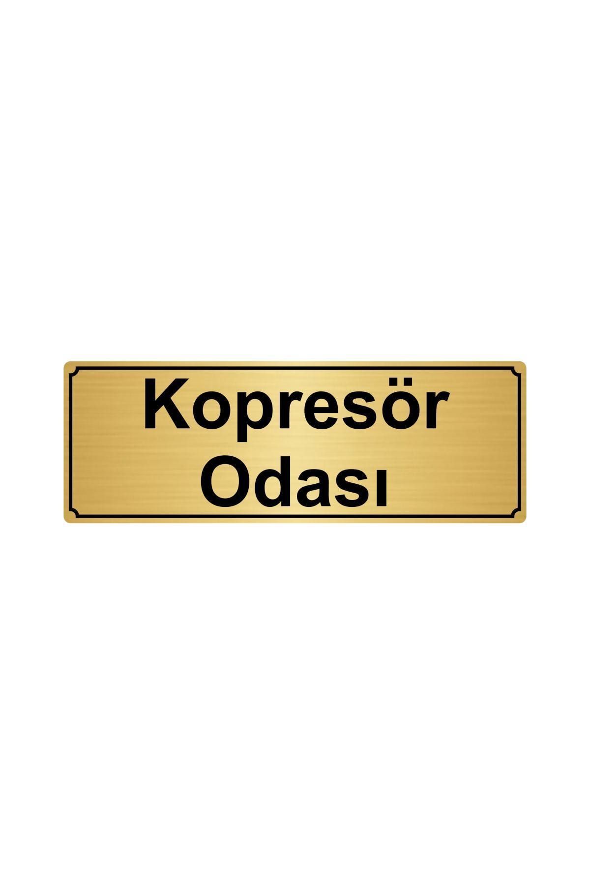 10cmx20cm Altın Renk Metal Kompresör Odası Yönlendirme Levhası Kapı İsimlik Tabela