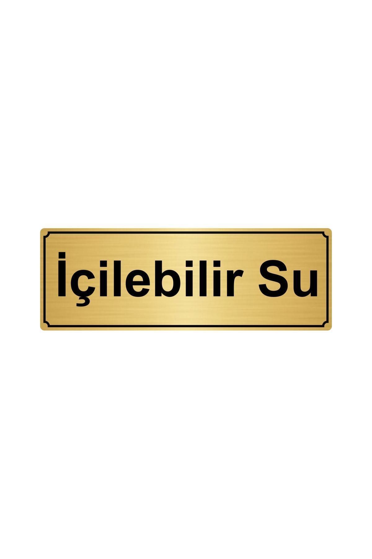 Gold İçilebilir Su Yönlendirme Levhası 7cm x 20cm Kapı İsimlik Tabela
