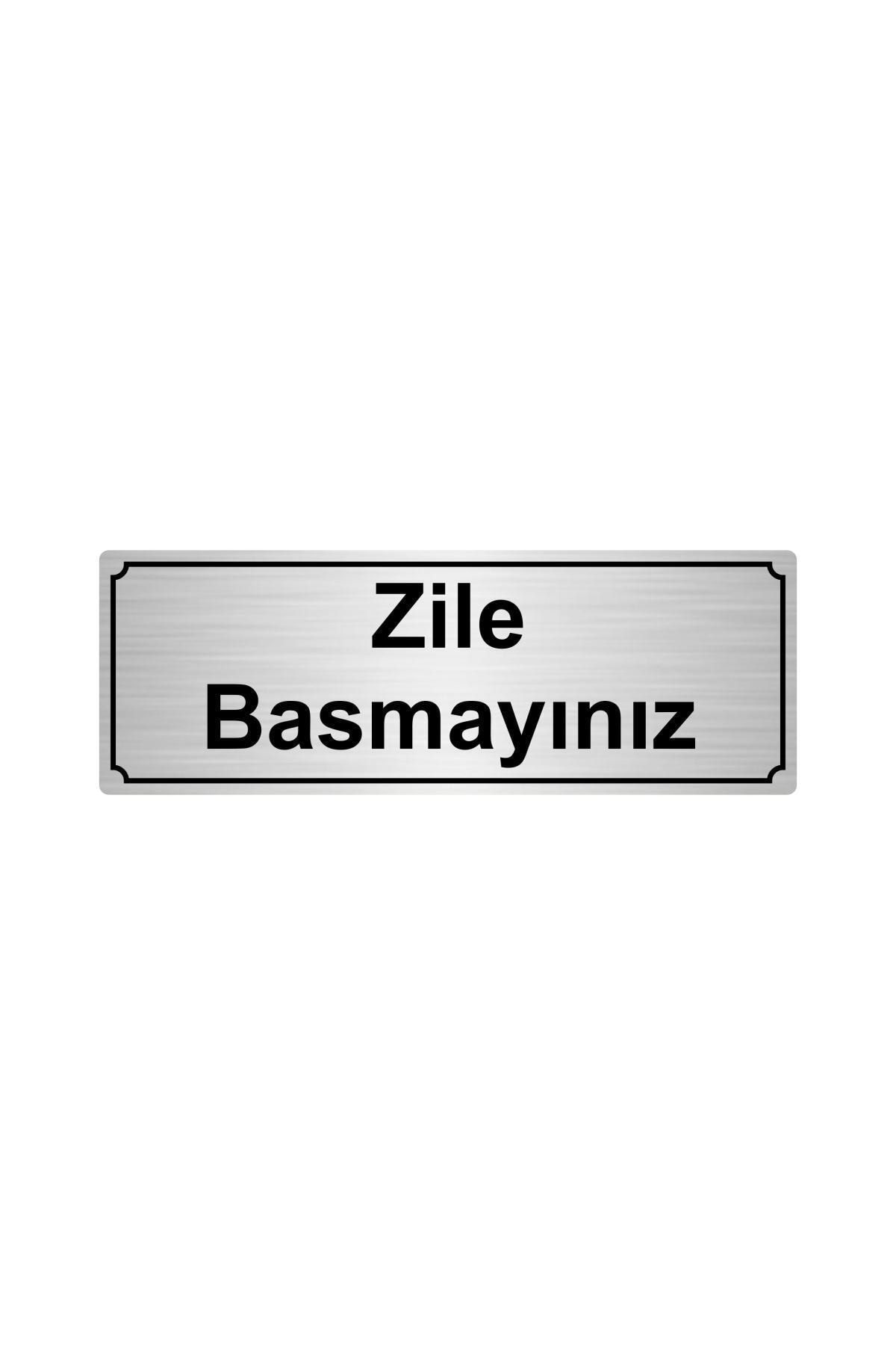 Zile Basmayınız Yönlendirme Levhası 7cmx20cmgümüş Renk Metal Kapı İsimlik Tabela