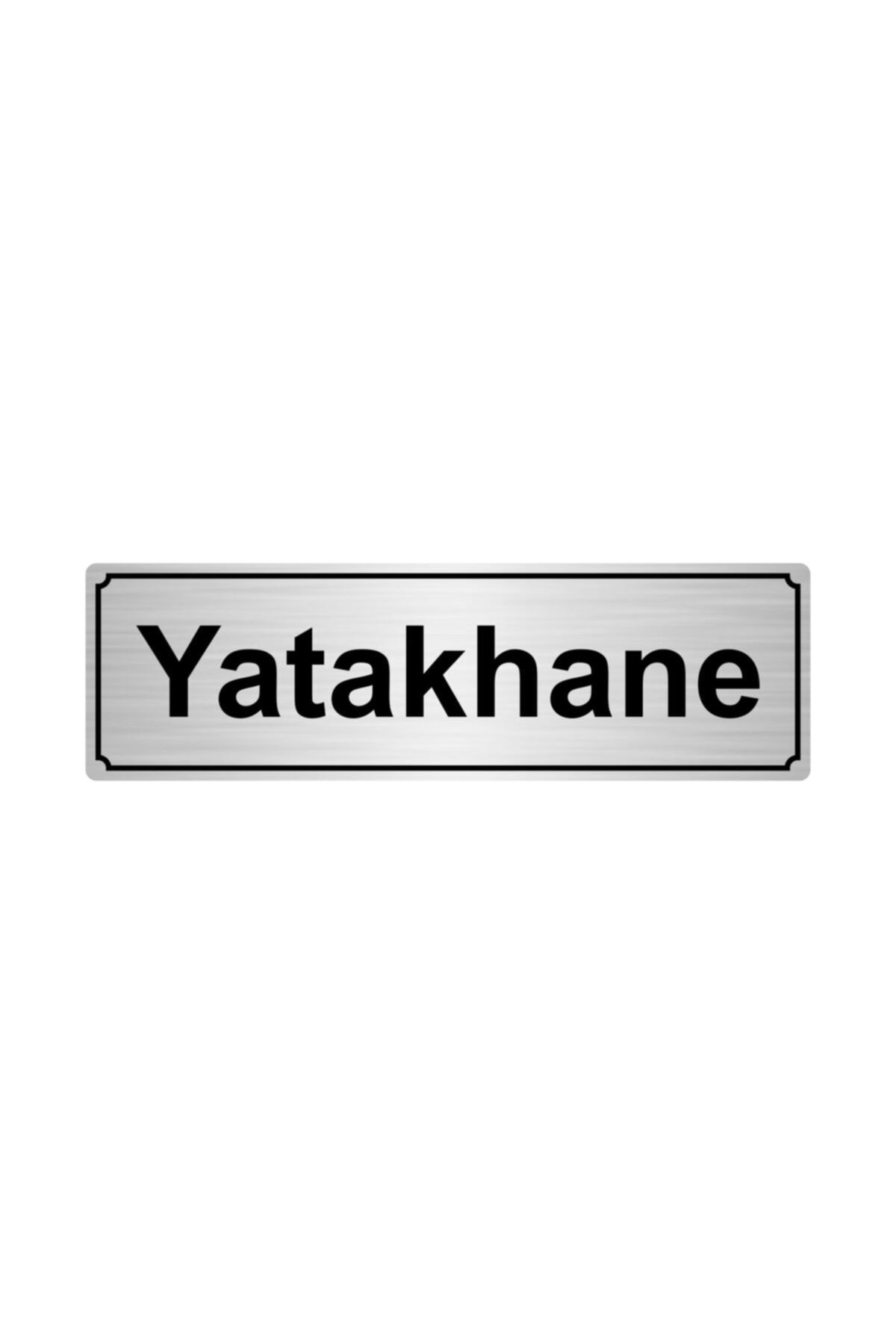 Yatakhane Yönlendirme Levhası 10cmx20cm Gümüş Renk Metal Kapı İsimlik Tabela
