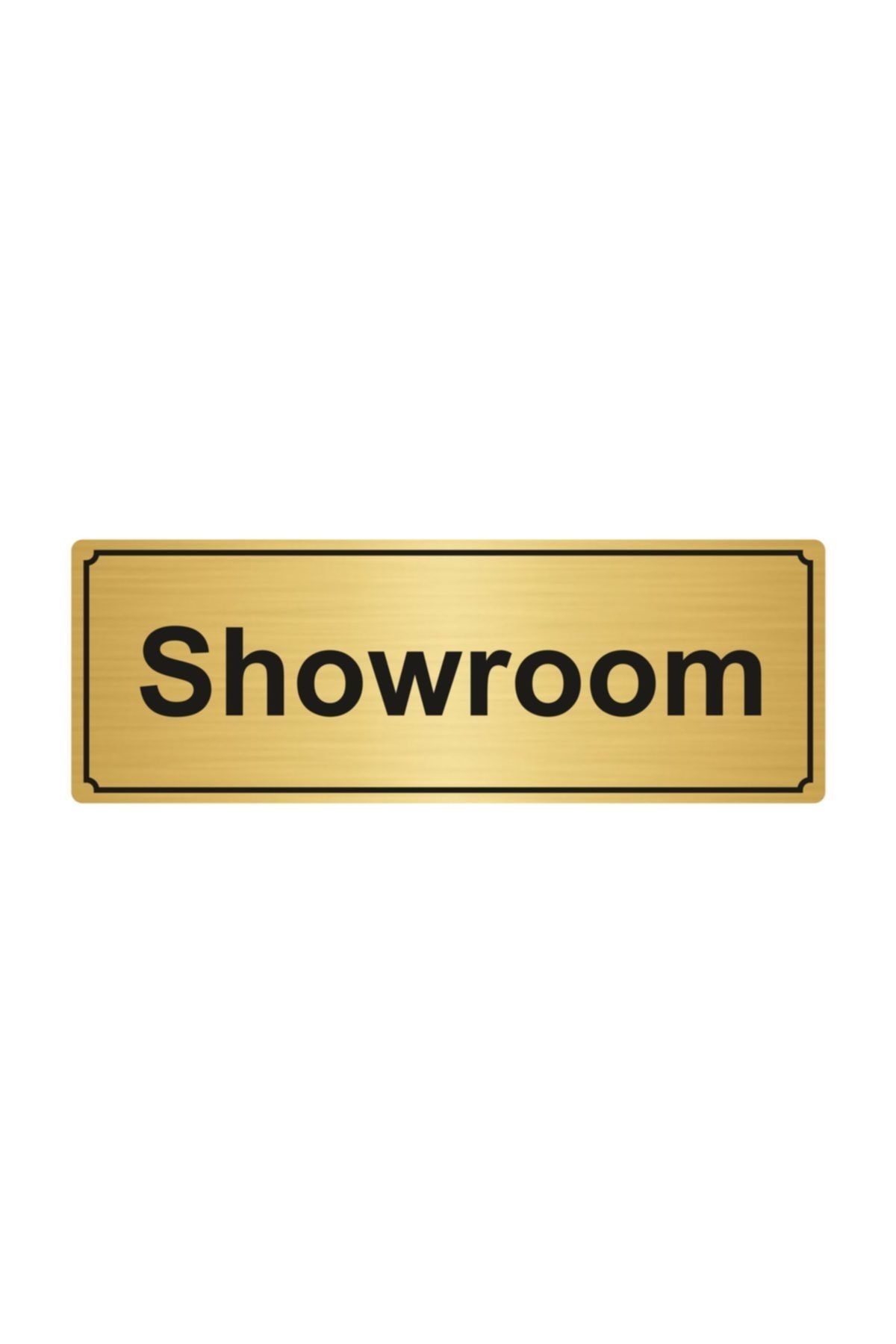 Showroom Yönlendirme Levhası 10 cmx20 cm Altın Renk Metal Kapı İsimlik Tabela