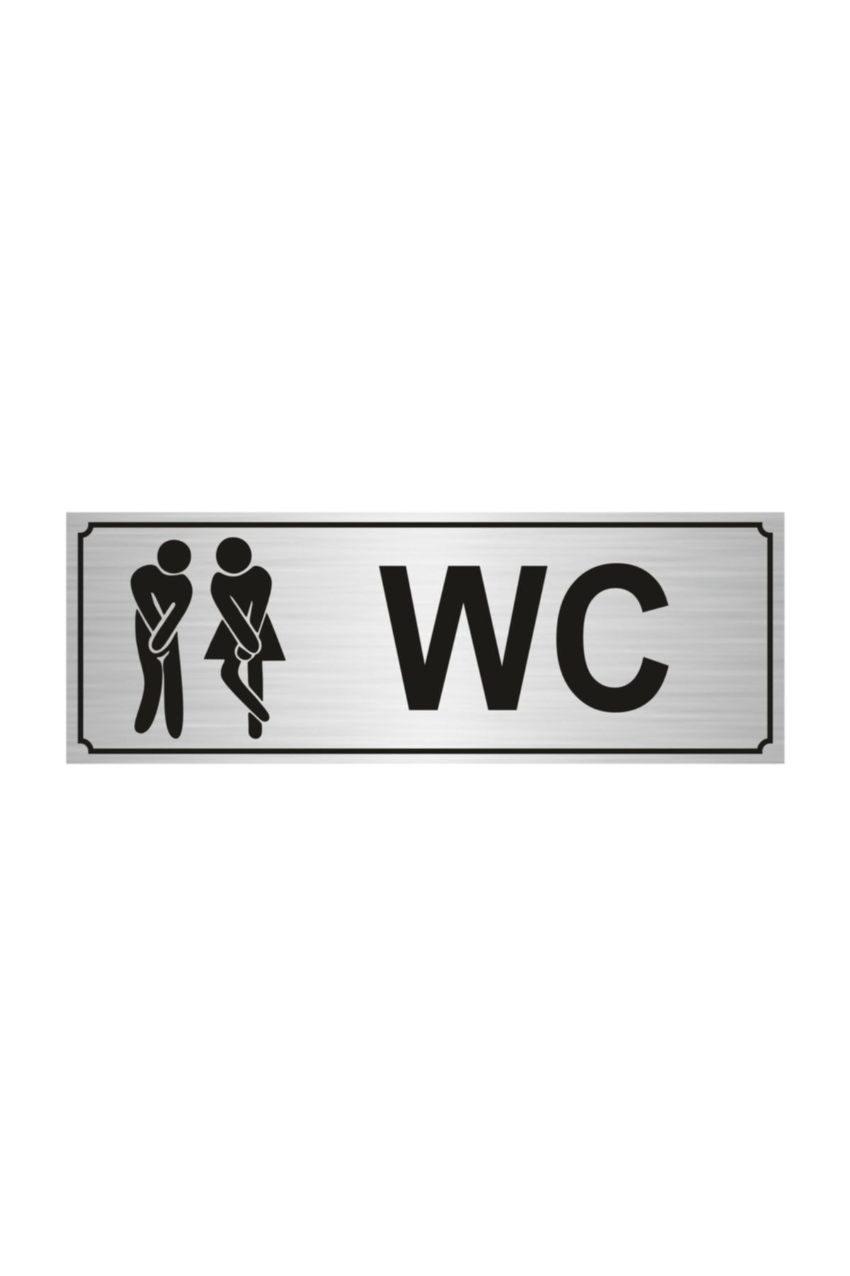 Wc Bay Bayan Yönlendirme Levhası 7 X 20 Cm Yapışkanlı Gümüş Renk Kapı İsimlik Tabela