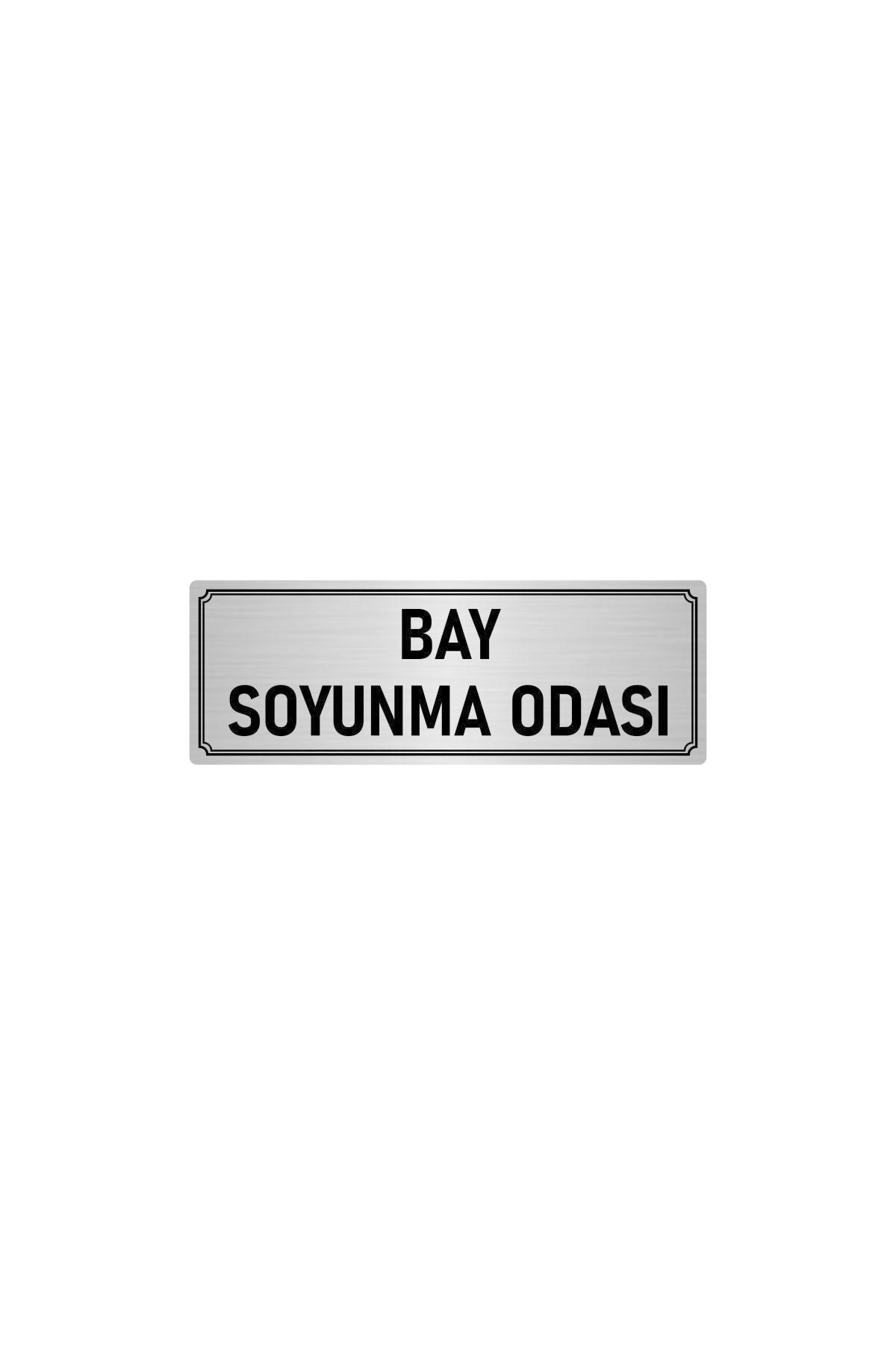 Metal Yönlendirme Levhası, Departman Kapı Isimliği Bay Soyunma Odası 5x20 Cm Gümüş Renk Kapı İsimlik Tabela