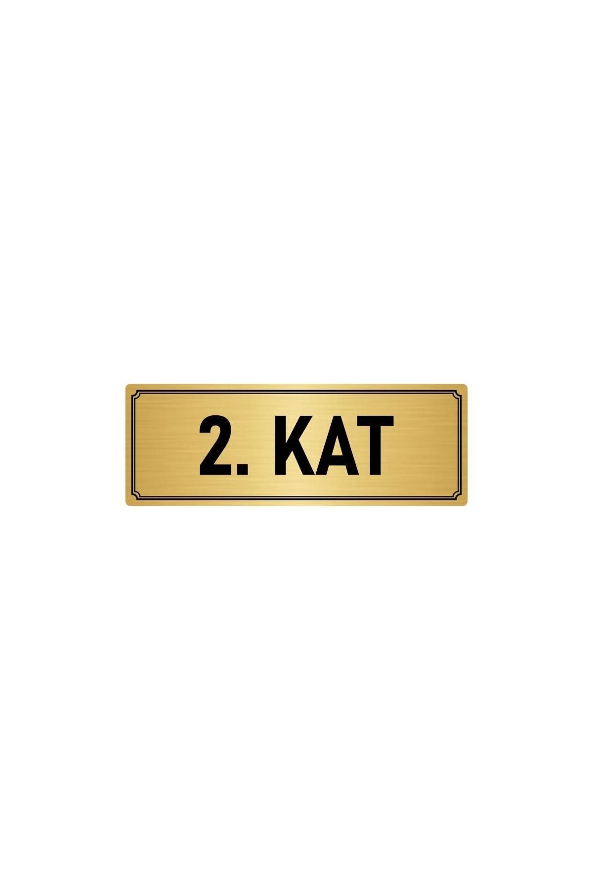 Metal Yönlendirme Levhası, Departman Kapı Isimliği 2. Kat 5x20 Cm Altın Renk Kapı İsimlik Tabela