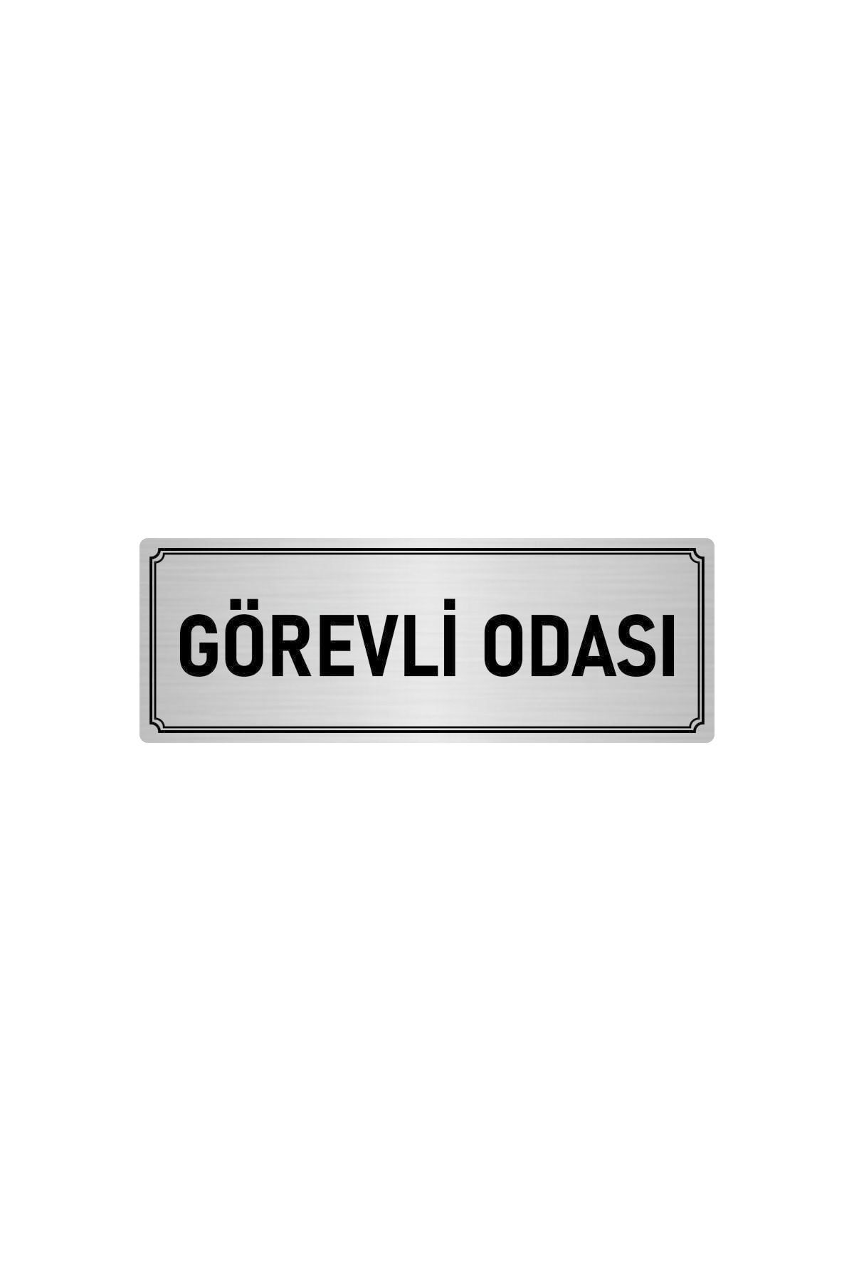 Metal Yönlendirme Levhası, Departman Kapı Isimliği Görevli Odası 5x20 Cm Gümüş Renk Kapı İsimlik Tabela