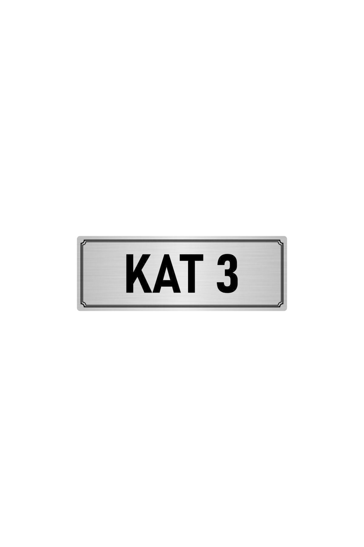 Metal Yönlendirme Levhası, Departman Kapı Isimliği Kat 3 5x20 Cm Gümüş Renk Kapı İsimlik Tabela