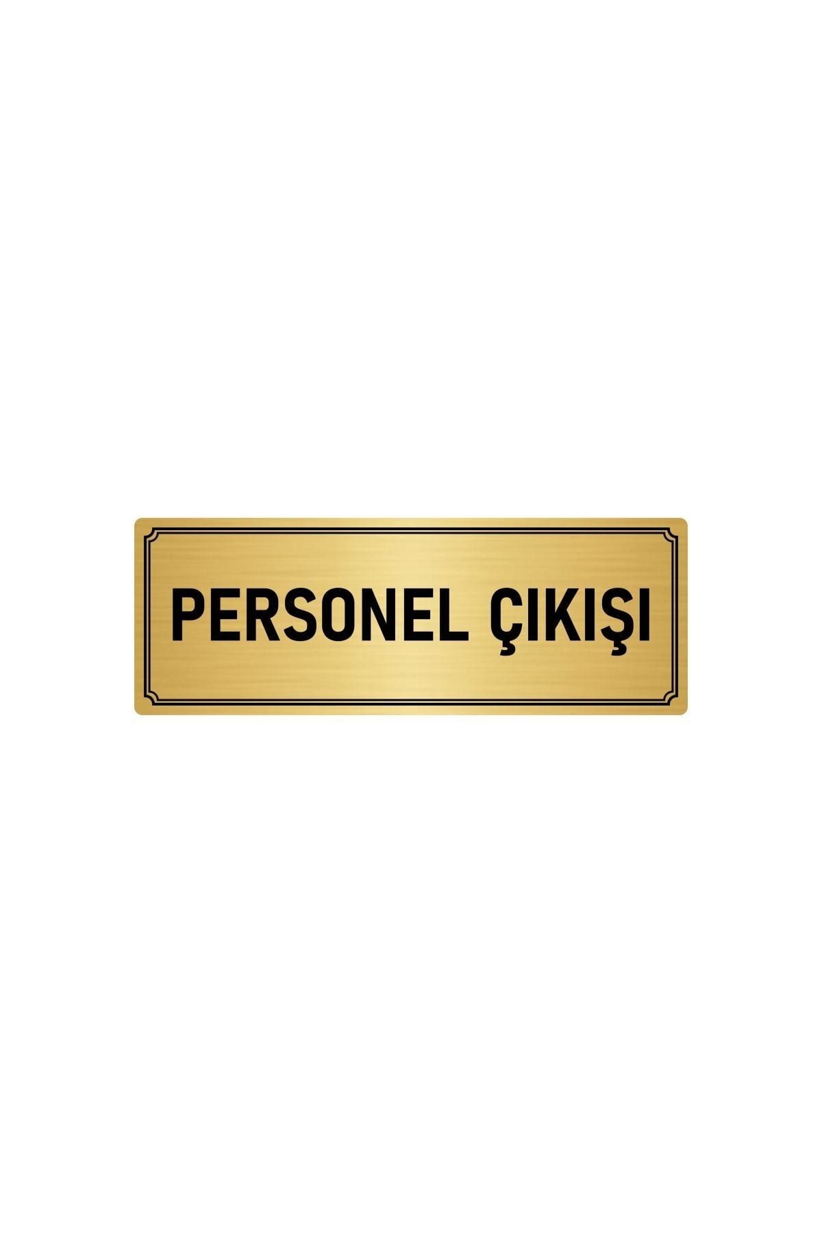 Metal Yönlendirme Levhası, Departman Kapı Isimliği Personel Çıkışı 5x20 Cm Altın Renk Kapı İsimlik Tabela