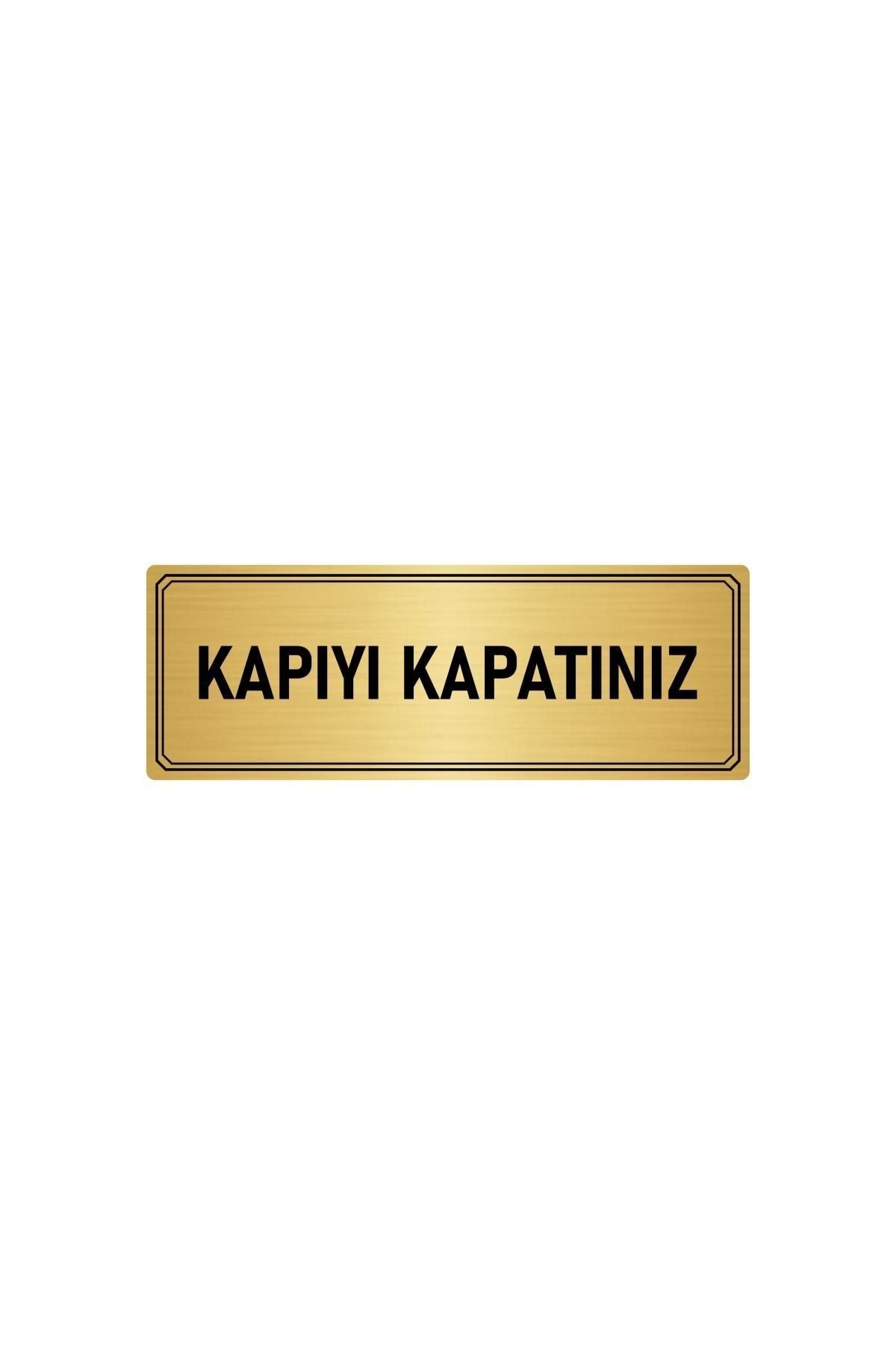 Metal Yönlendirme Levhası, Departman Kapı Isimliği Kapıyı Kapatınız 5x20 Cm Altın Renk Kapı İsimlik Tabela