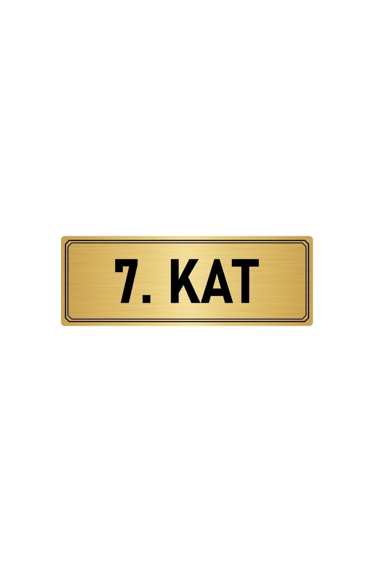 Metal Yönlendirme Levhası, Departman Kapı Isimliği 7. Kat 5x20 Cm Altın Renk Kapı İsimlik Tabela