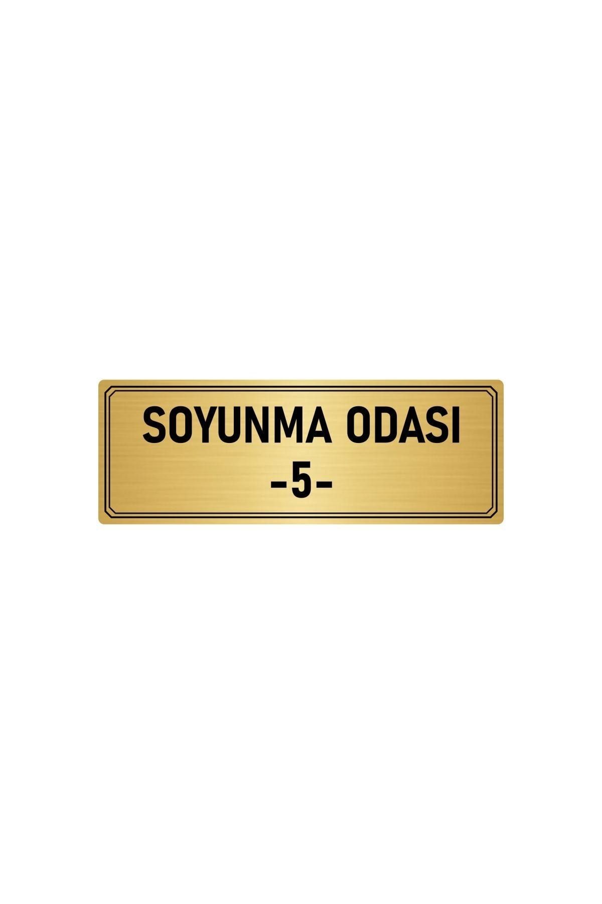 Metal Yönlendirme Levhası, Departman Kapı Isimliği Soyunma Odası 5 5x20 Cm Altın Renk Kapı İsimlik Tabela
