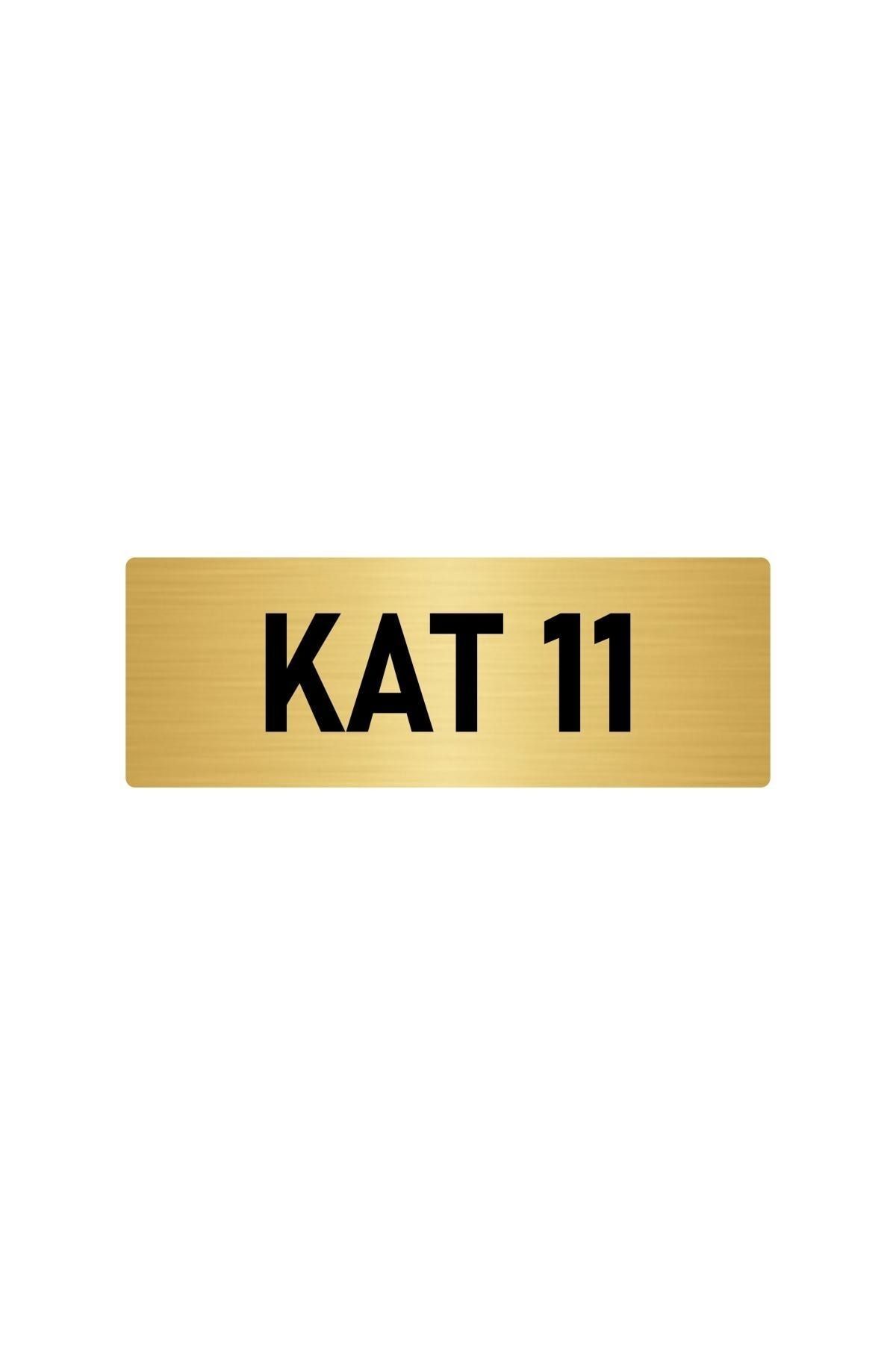 Metal Yönlendirme Levhası, Departman Kapı Isimliği Kat 11 5x20 Cm Altın Renk Kapı İsimlik Tabela