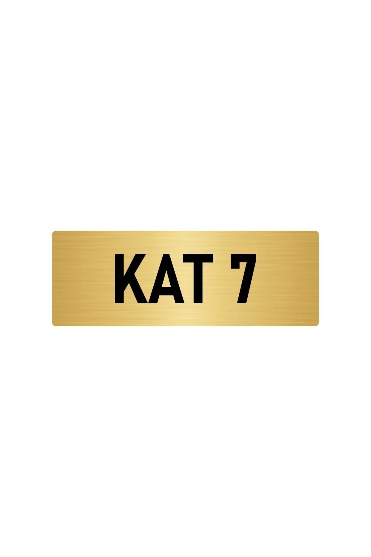 Metal Yönlendirme Levhası, Departman Kapı Isimliği Kat 7 5x20 Cm Altın Renk Kapı İsimlik Tabela