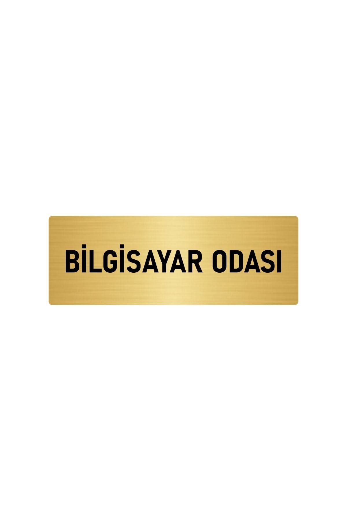 Metal Yönlendirme Levhası, Departman Kapı Isimliği Bilgisayar Odası 5x20 Cm Altın Renk Kapı İsimlik Tabela