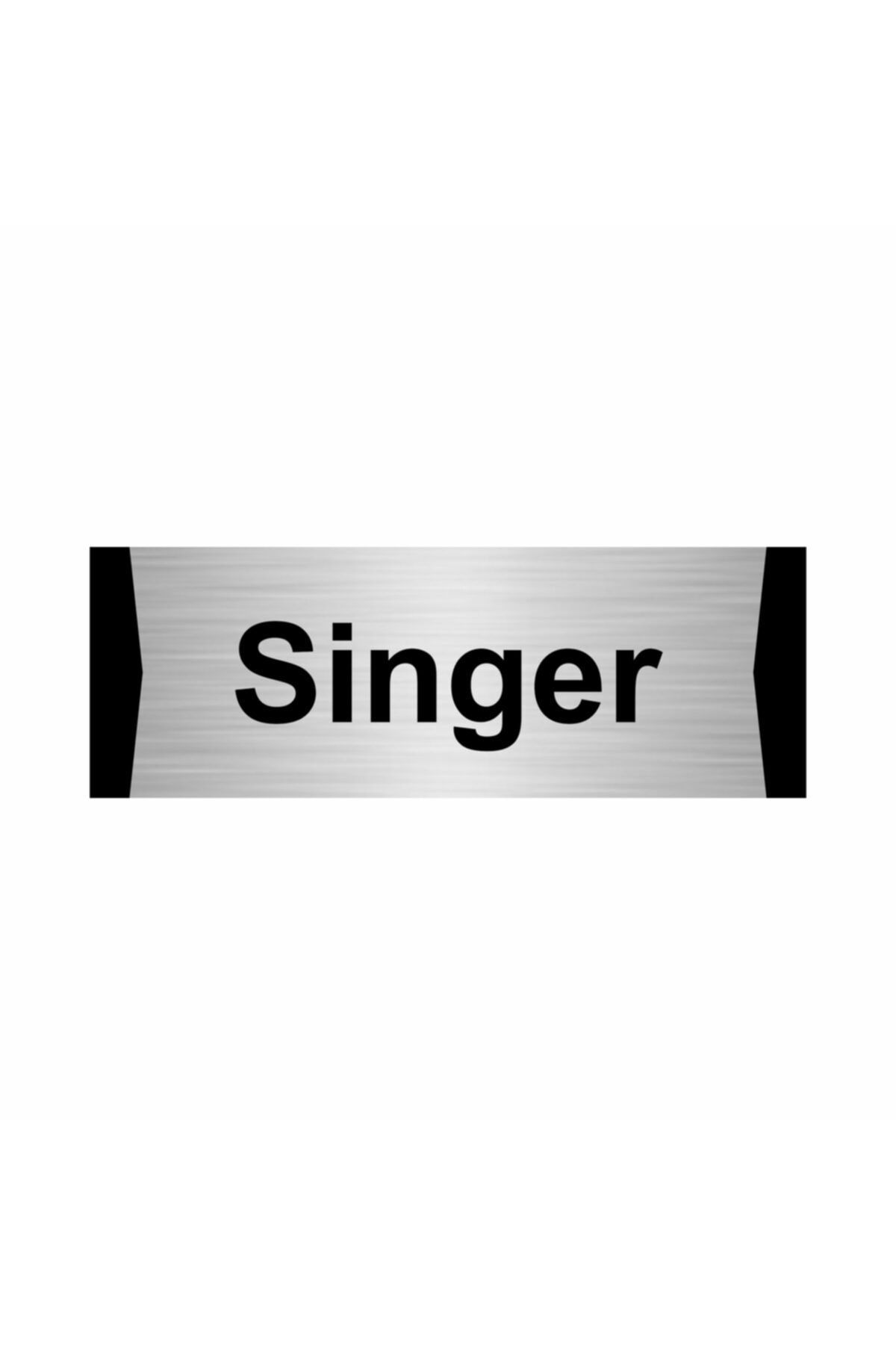 Singer 5x20cm Gümüş Renk Metal Yönlendirme Levhası Kapı İsimlik Tabela