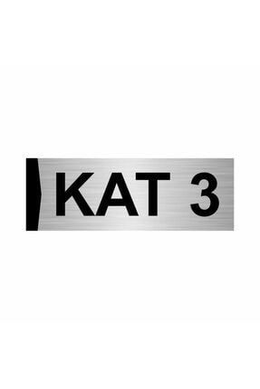 Kat 3 5x20cm Gümüş Renk Metal Yönlendirme Levhası Kapı İsimlik Tabela