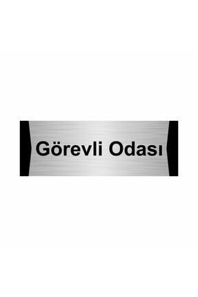 Görevli Odası 5x20cm Gümüş Renk Metal Yönlendirme Levhası Kapı İsimlik Tabela