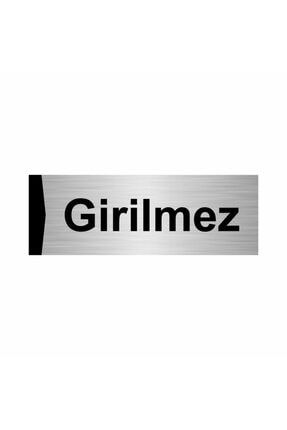 Girilmez 5x20cm Gümüş Renk Metal Yönlendirme Levhası Kapı İsimlik Tabela