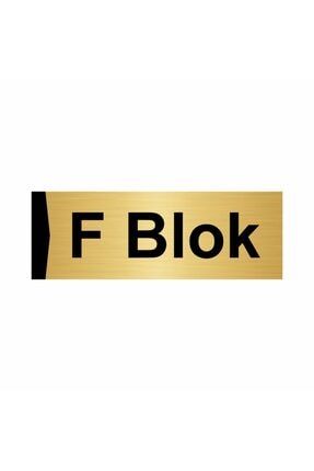 F Blok 5x20cm Altın Renk Metal Yönlendirme Levhası Kapı İsimlik Tabela