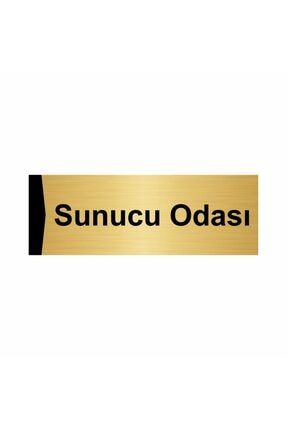 Sunucu Odası 5x20cm Altın Renk Metal Yönlendirme Levhası Kapı İsimlik Tabela