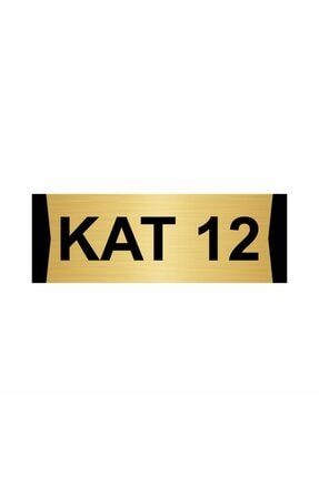 Kat 12 5x20cm Altın Renk Metal Yönlendirme Levhası Kapı İsimlik Tabela