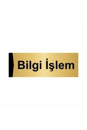 Bilgi Işlem 5x20cm Altın Renk Metal Yönlendirme Levhası Kapı İsimlik Tabela