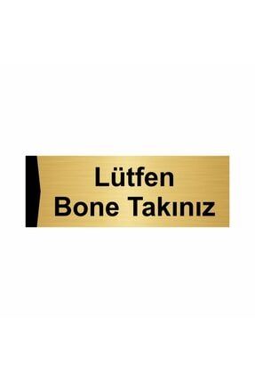 Lütfen Bone Takınız 5x20cm Altın Renk Metal Yönlendirme Levhası Kapı İsimlik Tabela