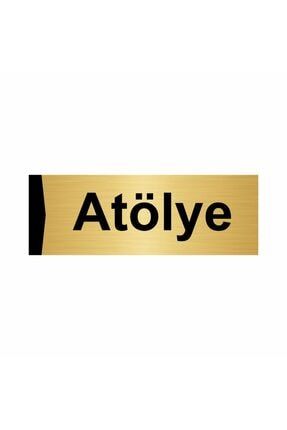 Atölye 5x20cm Altın Renk Metal Yönlendirme Levhası Kapı İsimlik Tabela