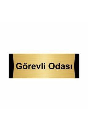 Görevli Odası 5x20cm Altın Renk Metal Yönlendirme Levhası Kapı İsimlik Tabela