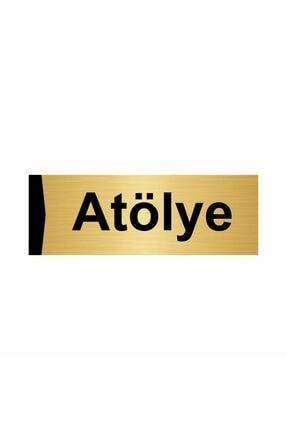 Atölye 5x20cm Altın Renk Metal Yönlendirme Levhası Kapı İsimlik Tabela