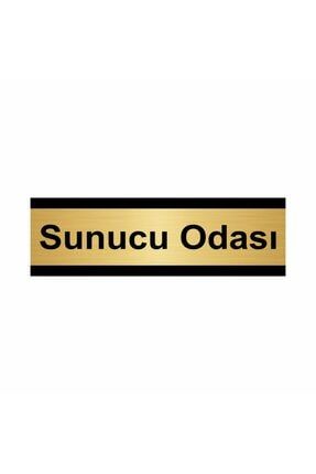 Sunucu Odası 5x20cm Altın Renk Metal Yönlendirme Levhası Kapı İsimlik Tabela