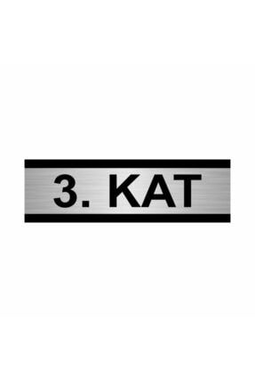 3. Kat 5x20cm Gümüş Renk Metal Yönlendirme Levhası Kapı İsimlik Tabela