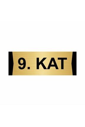 9. Kat 5x20cm Altın Renk Metal Yönlendirme Levhası Kapı İsimlik Tabela