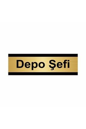 Depo Şefi 5x20cm Altın Renk Metal Yönlendirme Levhası Kapı İsimlik Tabela