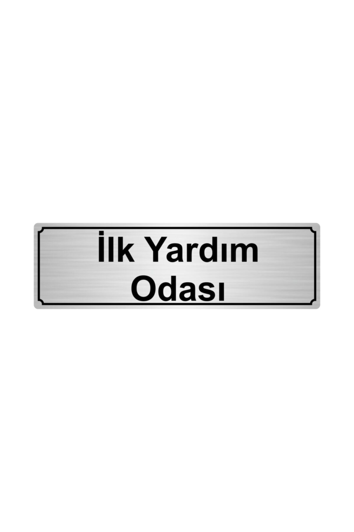 Ilk Yardım Odası Yönlendirme Levhası 5cmx20cm Gümüş Renk Metal Kapı İsimlik Tabela